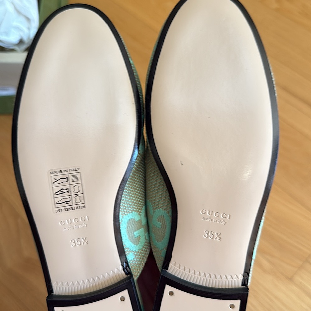 NEW Gucci Princetown Jumbo GG seafoam monogram mules - Picture 10 of 11